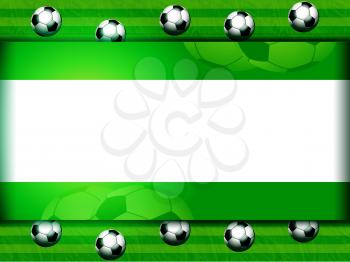 Soccer Football Panel Background on Green with 3D Balls