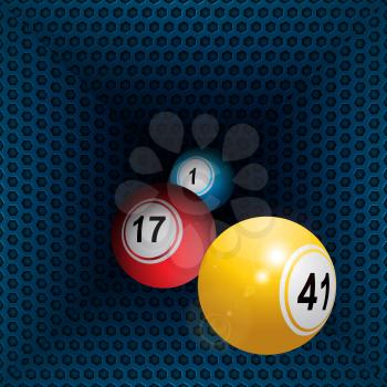 Three 3D Bingo Balls Rolling Out From Metallic Honeycomb Tunnel