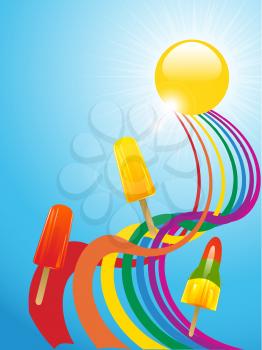 Ice Lollies Over a Twisted Rainbow and Sun with Lens Flares