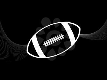 White Silhouette of a Rugby American Football with Waves Over Black Background