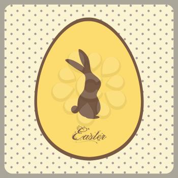 Vintage Easter Egg with Bunny and Decorative Text Over Vintage Background with Dots
