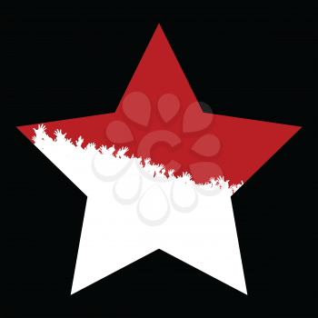 Red Star With White Silhouette Of Cheering Crowd Copy Space Over Black Background