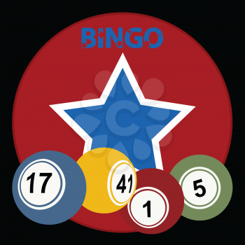 Red Circular Border With Vintage Star Bingo Lottery Balls And Decorative Bingo Text Over Black Background