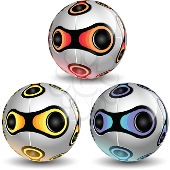 Royalty Free Clipart Image of a Group of Three Soccer Balls