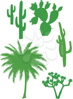 Royalty Free Clipart Image of a Set of Desert Plants