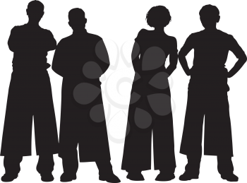 Royalty Free Clipart Image of Four Silhouettes