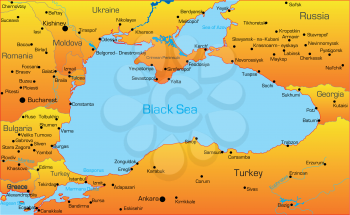 Royalty Free Clipart Image of a Map of Black Sea Countries