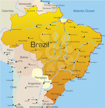 Royalty Free Clipart Image of a Map of Brazil