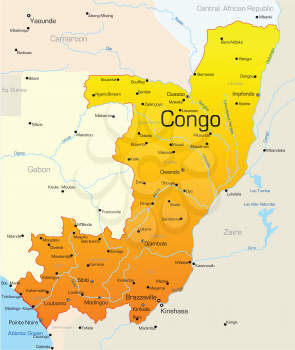 Royalty Free Clipart Image of a Map of the Congo