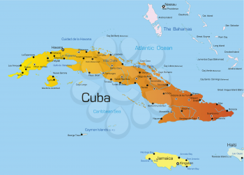 Royalty Free Clipart Image of a Map of Cuba