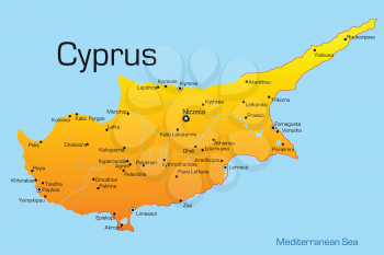 Royalty Free Clipart Image of a Map of Cyprus