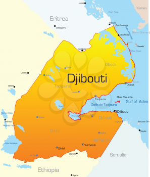 Royalty Free Clipart Image of a Map of Djibouti