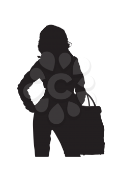 Royalty Free Clipart Image of a Silhouette of a Girl Shopping