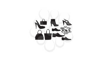 Royalty Free Clipart Image of Shoes and Bags