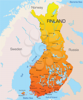 Royalty Free Clipart Image of a Map of Finland