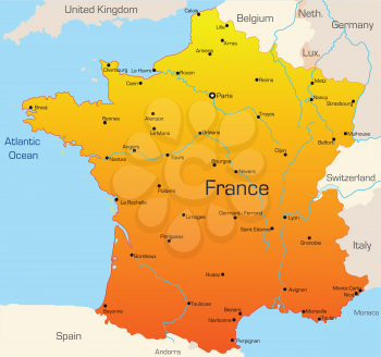Royalty Free Clipart Image of a Map of France