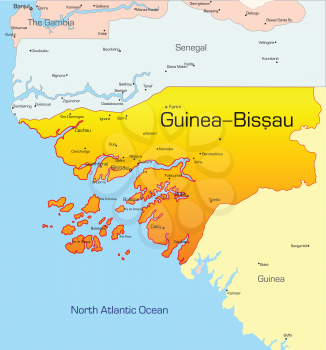 Royalty Free Clipart Image of a Map of Guinea-Bissau