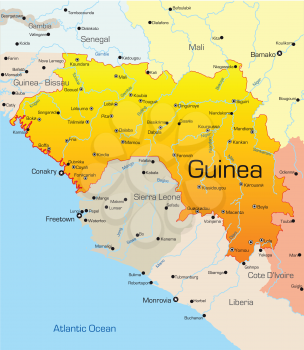 Royalty Free Clipart Image of a Map of Guinea