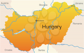 Royalty Free Clipart Image of a Map of Hungary