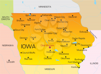 Royalty Free Clipart Image of a Map of Iowa