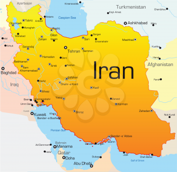 Royalty Free Clipart Image of a Map of Iran