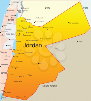 Royalty Free Clipart Image of a Map of Jordan