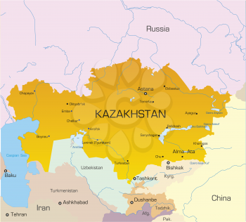 Royalty Free Clipart Image of a Map of Kazakhstan