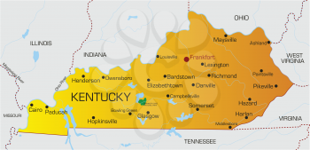 Royalty Free Clipart Image of a Map of Kentucky