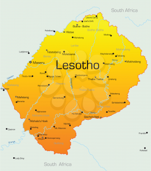Royalty Free Clipart Image of a Map of Lesotho