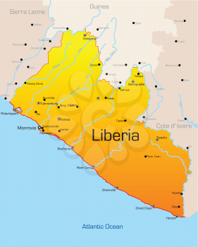 Royalty Free Clipart Image of a Map of Liberia