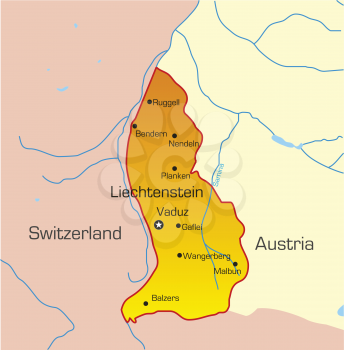 Royalty Free Clipart Image of a Map of Liechtenstein