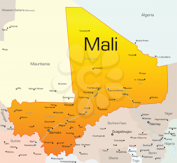 Royalty Free Clipart Image of a Map of Mali