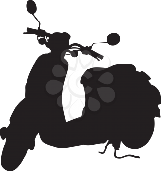 Royalty Free Clipart Image of a Silhouette of a Moped