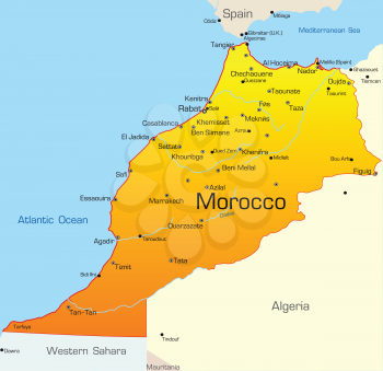 Royalty Free Clipart Image of a Map of Morocco