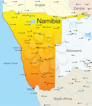Royalty Free Clipart Image of a Map of Namibia