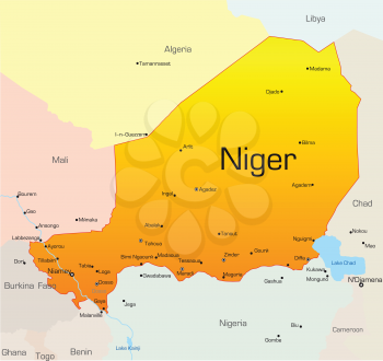 Royalty Free Clipart Image of a Map of Niger
