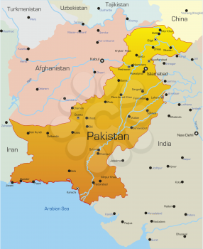 Royalty Free Clipart Image of a Map of Pakistan