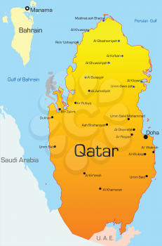 Royalty Free Clipart Image of a Map of Qatar