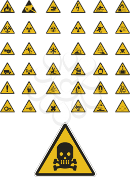 Royalty Free Clipart Image of a Set of Warning Signs