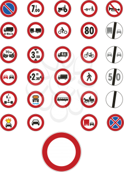 Royalty Free Clipart Image of a Set of Signs