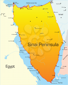 Royalty Free Clipart Image of the Sinai Peninsula