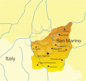 Royalty Free Clipart Image of a Map of San Marino