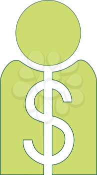 Royalty Free Clipart Image of a Dollar Sign Man