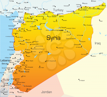 Royalty Free Clipart Image of a Map of Syria