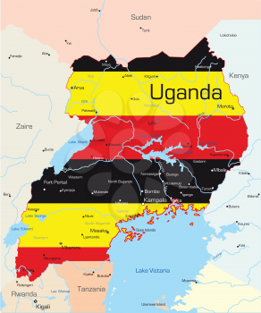 Royalty Free Clipart Image of a Map of Uganda