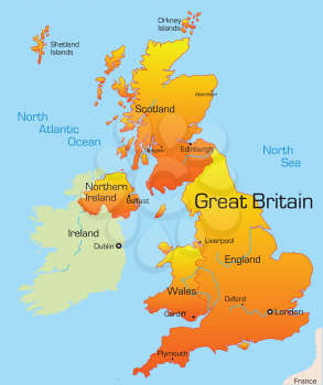 Royalty Free Clipart Image of a Map of Great Britain