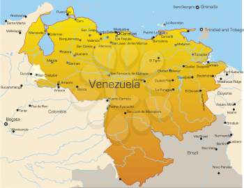 Royalty Free Clipart Image of a Map of Venezuela