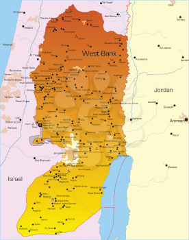 Royalty Free Clipart Image of a Map of the West Bank