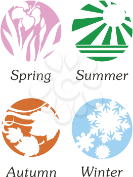 Royalty Free Clipart Image of a Symbols for the Four Seasons