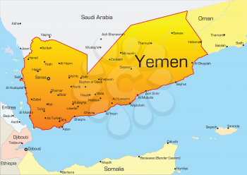 Royalty Free Clipart Image of a Map of Yemen